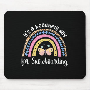 Es ist ein schöner Tag für Snowboarden Boho Regenb Mousepad