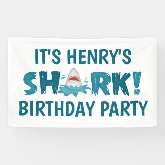 Es ist ein SHARK Kid Birthday Party Banner (Horizontal)