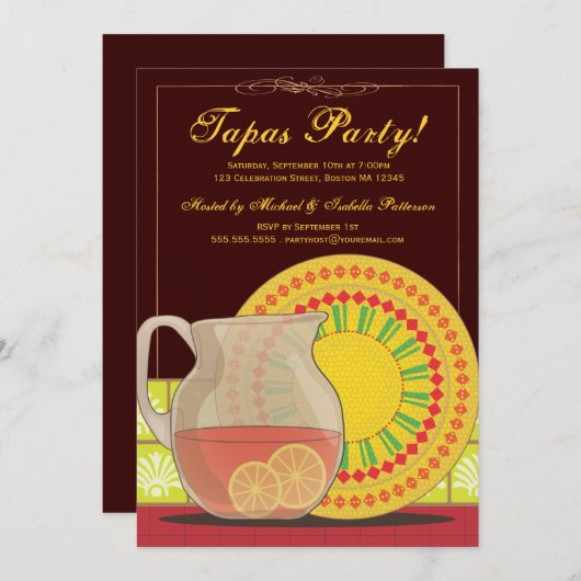 Es ist ein Tapas-Party! Einladung (Vorne/Hinten)