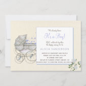 Es ist ein Vintages Baby-Kutsche-Party Einladung (Vorderseite)