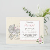 Es ist ein Vintages Party mit Kinderwagen Einladung (Stehend Vorderseite)