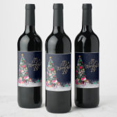 Es ist ein Weinbaum, ein Girly-Weihnachtsbaum Weinetikett (Flaschen)