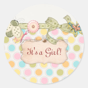 Es ist ein Whimsey Girls BABY SHOWER Geschenk Runder Aufkleber