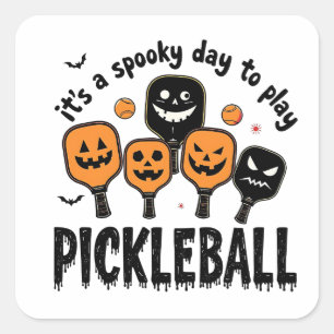 Es ist ein wunderbarer Tag, Pickleball Halloween z Quadratischer Aufkleber