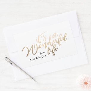 Es ist ein wundervolles Leben Lettering Goldfolie Rechteckiger Aufkleber
