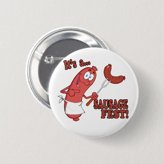 Es ist ein Wurst Fest Funny Swurst Kochen Cartoon Button (Vorne & Hinten)