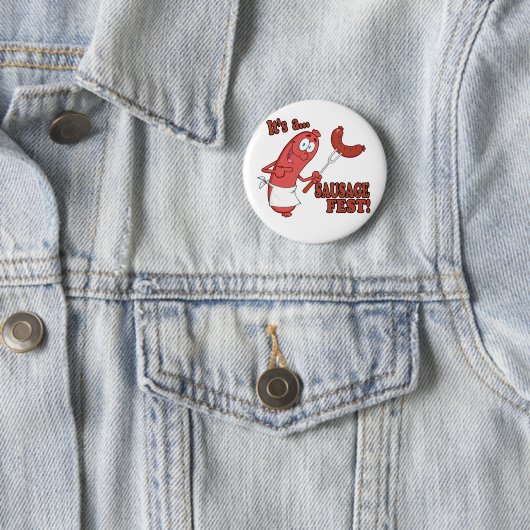 Es ist ein Wurst Fest Funny Swurst Kochen Cartoon Button (Beispiel)