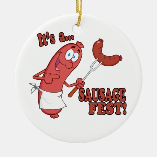 Es ist ein Wurst Fest Funny Swurst Kochen Cartoon Keramikornament (Vorne)