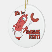 Es ist ein Wurst Fest Funny Swurst Kochen Cartoon Keramikornament (Links)
