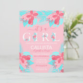 Es ist ein Zitat-Pink-Aquamarine Blütendusche Einladung (Stehend Vorderseite)