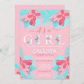 Es ist ein Zitat-Pink-Aquamarine Blütendusche Einladung (Vorne/Hinten)