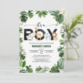 Es ist eine Baby-Baby-Dusche für Jungen Safari Jun Einladung (Stehend Vorderseite)