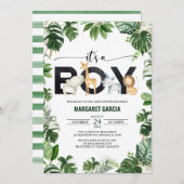 Es ist eine Baby-Baby-Dusche für Jungen Safari Jun Einladung (Vorne/Hinten)