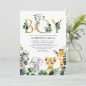 Es ist eine Baby-Baby-Dusche für Jungen Safari Jun Einladung (Stehend Vorderseite)