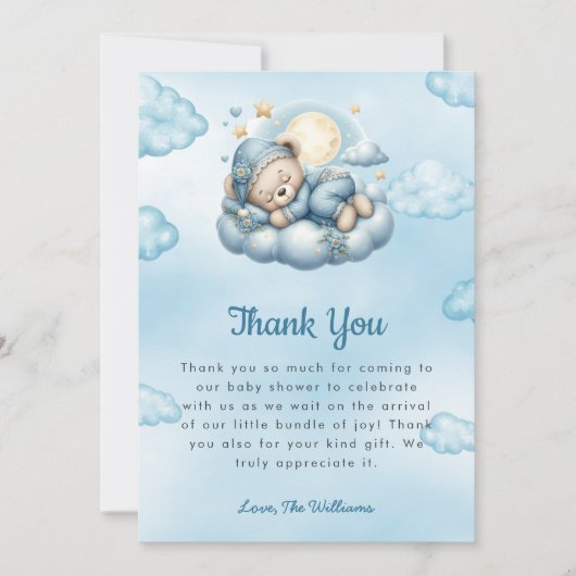 Es ist eine Baby-Baby-Dusche mit Teddy-Bären. Dank Dankeskarte (Vorderseite)
