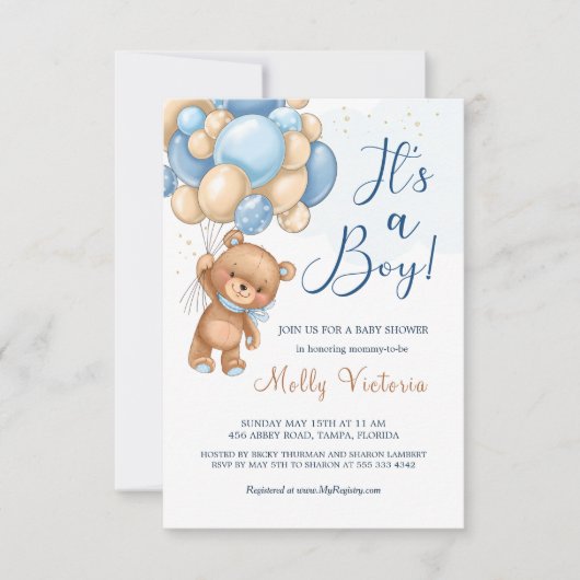 Es ist eine Baby-Bären-Balloons-Babydusche (Vorderseite)