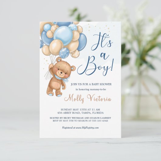 Es ist eine Baby-Bären-Balloons-Babydusche (Stehend Vorderseite)