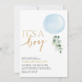 Es ist eine Baby Blue Balloon Baby Dusche Einladung (Vorderseite)