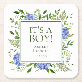 Es ist eine Baby Blue Hydrangeas Baby Dusche Rechteckiger Pappuntersetzer