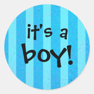 Es ist eine Baby Blue Striped Birth Dusche Runder Aufkleber
