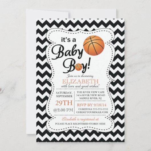 Es ist eine Baby Boy Basketball Baby Dusche Einladung (Vorderseite)