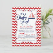 Es ist eine Baby Boy Sailboat Nautical Baby Shower Einladung (Stehend Vorderseite)