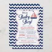 Es ist eine Baby Boy Sailboat Nautical Baby Shower Einladung (Vorne/Hinten)