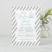 Es ist eine Baby Boy Sailboat Nautical Baby Shower Einladung (Stehend Vorderseite)