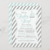 Es ist eine Baby Boy Sailboat Nautical Baby Shower Einladung (Vorne/Hinten)