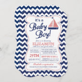 Es ist eine Baby Boy Sailboat Nautical Baby Shower Einladung (Vorne/Hinten)