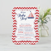 Es ist eine Baby Boy Sailboat Nautical Baby Shower Einladung (Stehend Vorderseite)
