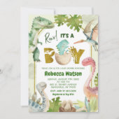 Es ist eine Baby-Dinosaurier-Kinderdusche Einladung (Vorderseite)