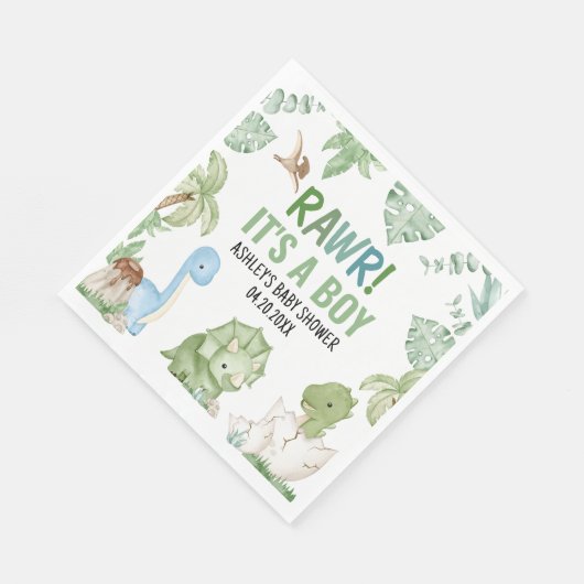 Es ist eine Baby-Dinosaurier-Kinderdusche Serviette (Ecke)