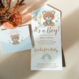 Es ist eine Baby-Dusche aus Boy Teddy Bear All In One Einladung