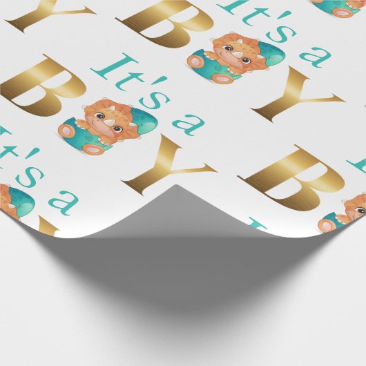 Es ist eine Baby-Dusche Dinosaurier Geschenkpapier (Ecke)