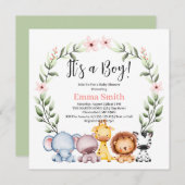 Es ist eine Baby-Dusche für junge Jungle Safari-Ti Einladung (Vorne/Hinten)