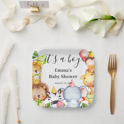Es ist eine Baby-Dusche für junge Jungle Safari-Ti Pappteller (Hochzeit)
