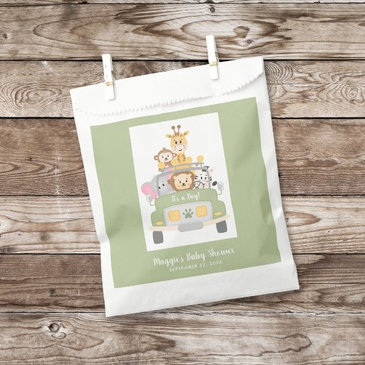 Es ist eine Baby-Dusche für Jungen Safari. Danke Geschenktütchen