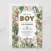 Es ist eine Baby-Dusche für Jungen Safari Wild Ani Einladung (Vorderseite)