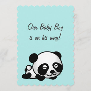 Es ist eine Baby-Dusche   Sweet Happy Panda on Blu Einladung