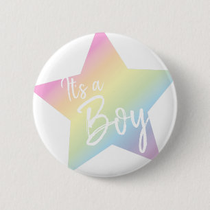 Es ist eine Baby-Dusche von Boy Pastel Rainbow Sta Button