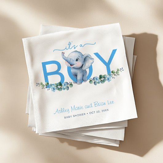 Es ist eine Baby-Elefant-Babydusche Napkins - Blue Serviette