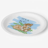 Es ist eine Baby-, Fox- und Teddy-Bear-Dusche Pappteller (Schrägansicht)