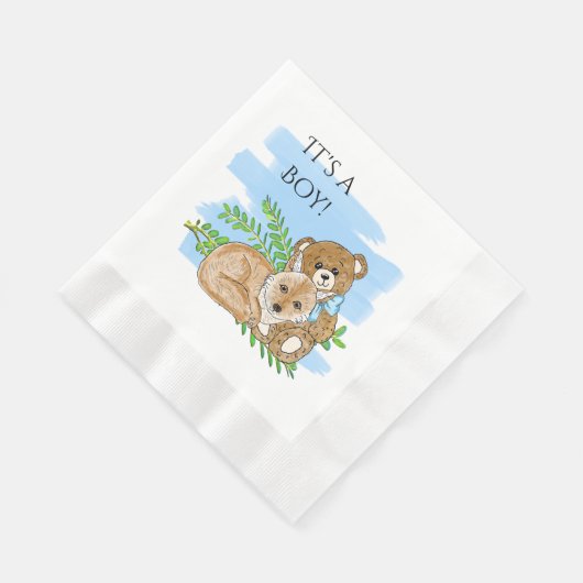 Es ist eine Baby-, Fox- und Teddy-Bear-Dusche Serviette (Ecke)