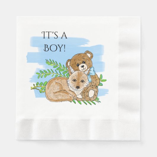 Es ist eine Baby-, Fox- und Teddy-Bear-Dusche Serviette (Vorderseite)