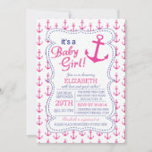 Es ist eine Baby Girl Anchor Nautical Baby Dusche Einladung (Vorderseite)