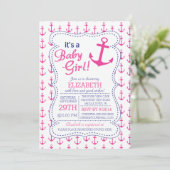 Es ist eine Baby Girl Anchor Nautical Baby Dusche Einladung (Stehend Vorderseite)