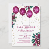 Es ist eine Baby Glitzer Balloons Floral Baby Dusc Einladung (Vorderseite)