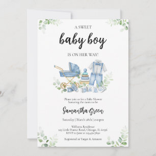 Es ist eine Baby Kleiderdusche Einladung