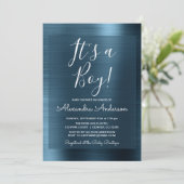 Es ist eine Baby - Metallic Blue Foil Baby Dusche Einladung (Stehend Vorderseite)